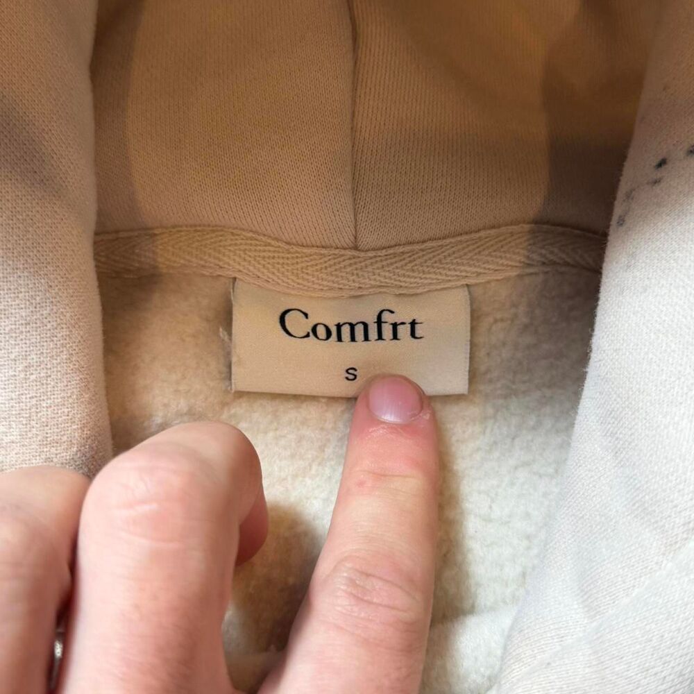 Comfrt Women's Cream and Tan Hoodie - Picture 5 of 5